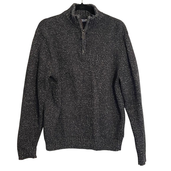 Chaps Other - Chaps‎ Mens Gray Speckled Knit Quarter Zip Sweater Size M